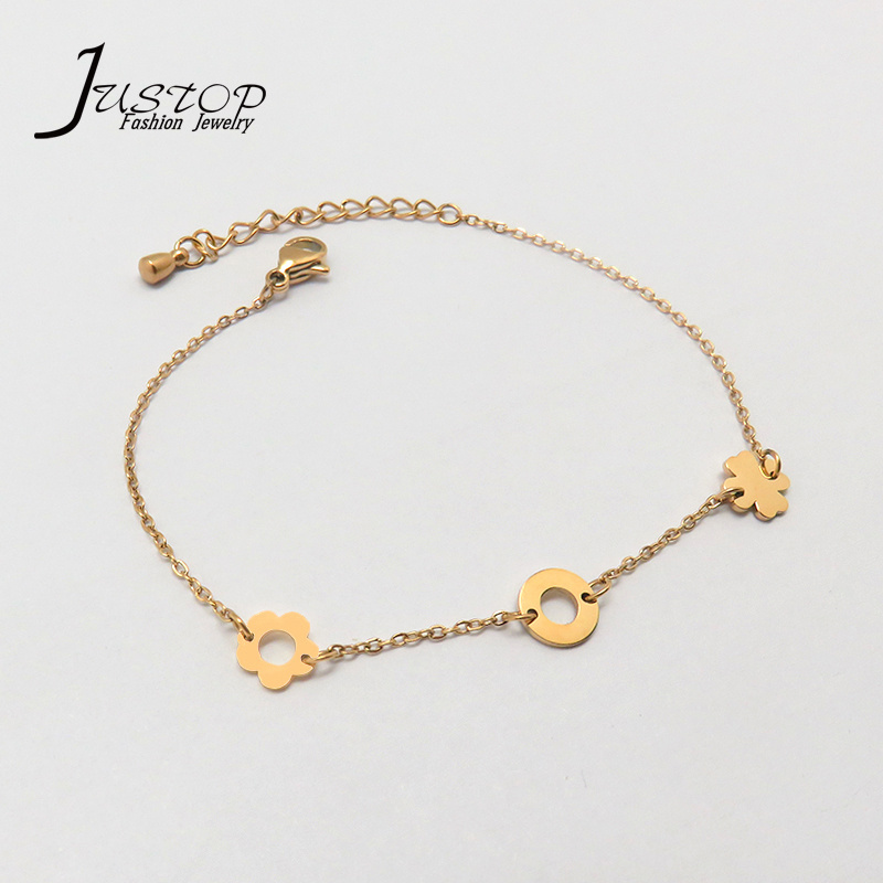 Women Stainless Steel Jewelry Accessories Wholesale Heart Infinite Charm 18K Gold Plated Bracelets