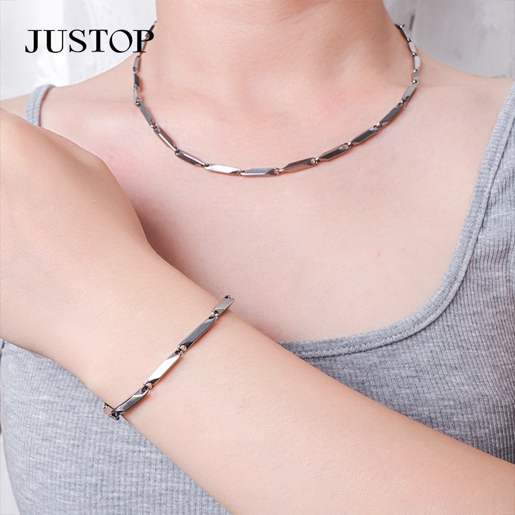 OEM 18K Gold Plated Angled Melon Seed Chain Jewelry Never Fading Clavicle Chain Stainless Steel Necklace