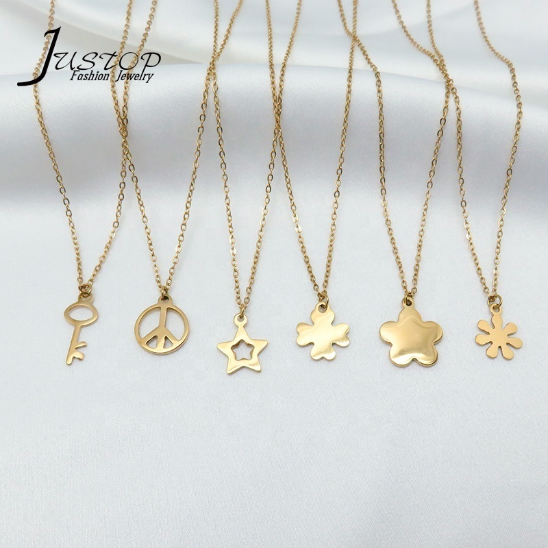 Simple pendant cute jewelry stainless steel gold flower necklaces