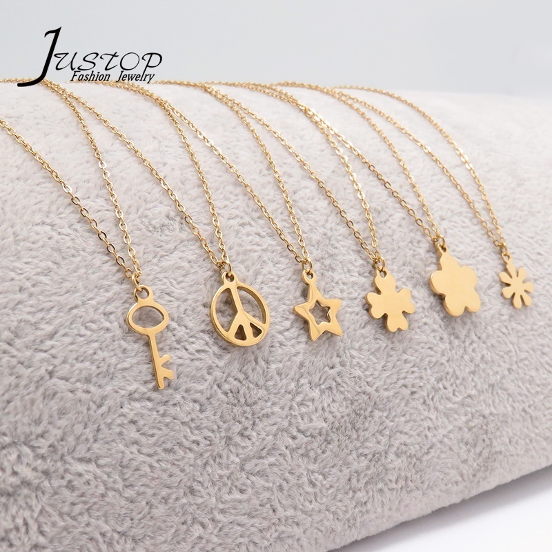 Simple pendant cute jewelry stainless steel gold flower necklaces