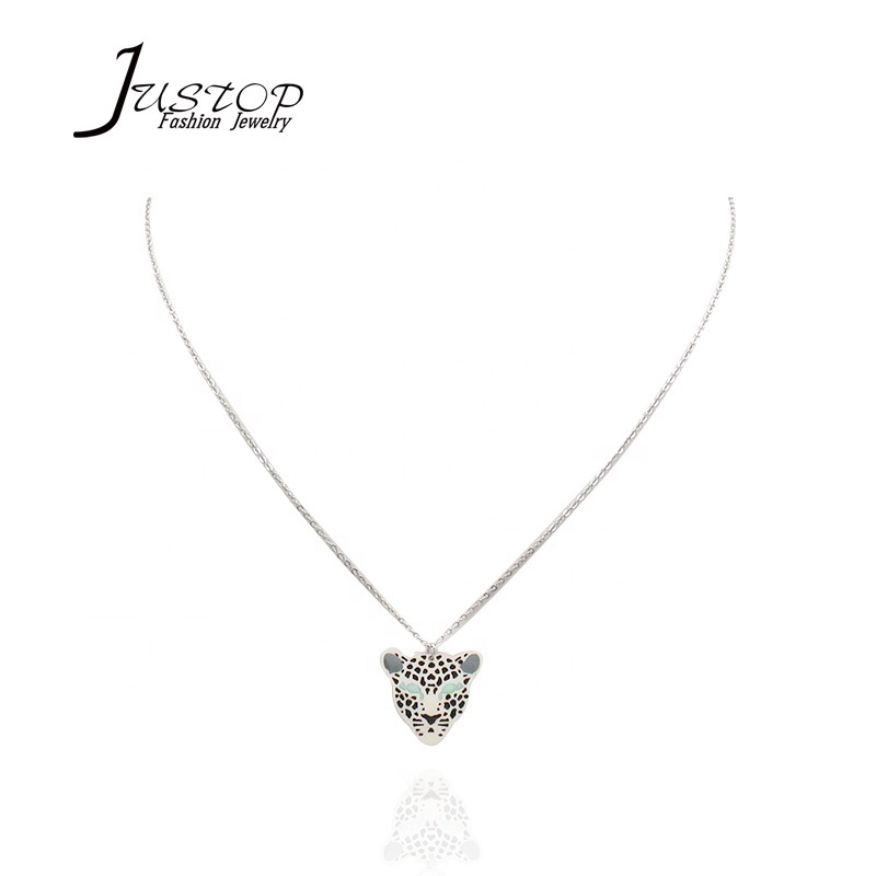 New Stainless Steel Simple Jewelry Epoxy Leopard Pendant Necklace