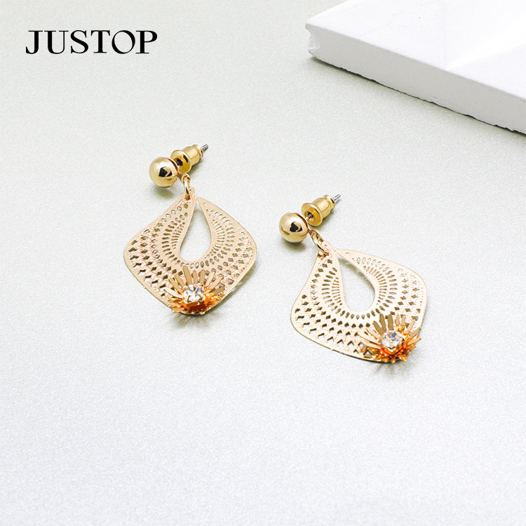 Wholesale Fashion Jewelry Drop Women Flower Zircon Accessories Boho Statement Pendant Stud Earrings