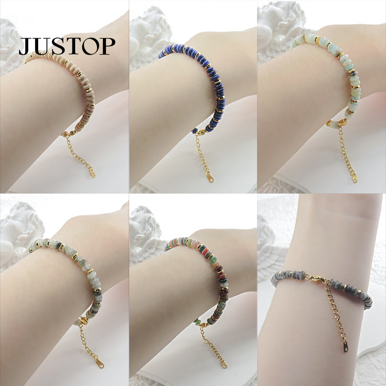 JUSTOP Natural Stone Bracelet Charm Bracelet Sets For Wholesales Charms Stainless Steel Anklets Bracelets For Women