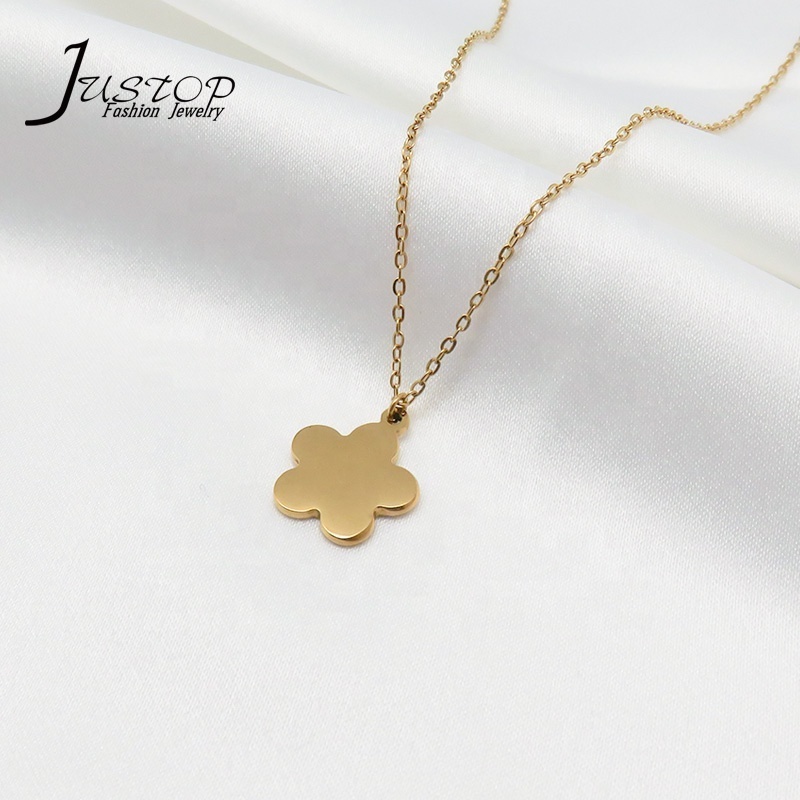 Simple pendant cute jewelry stainless steel gold flower necklaces