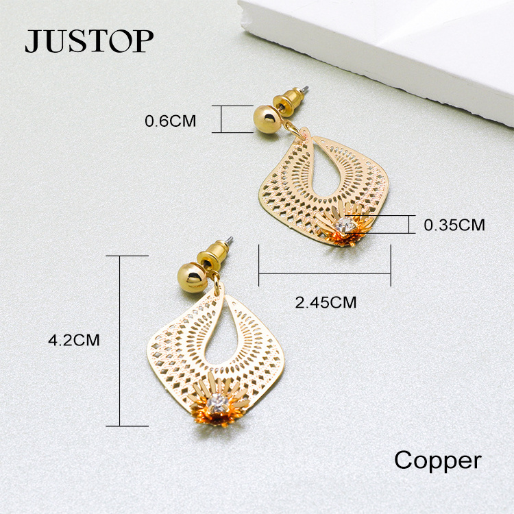 Wholesale Fashion Jewelry Drop Women Flower Zircon Accessories Boho Statement Pendant Stud Earrings