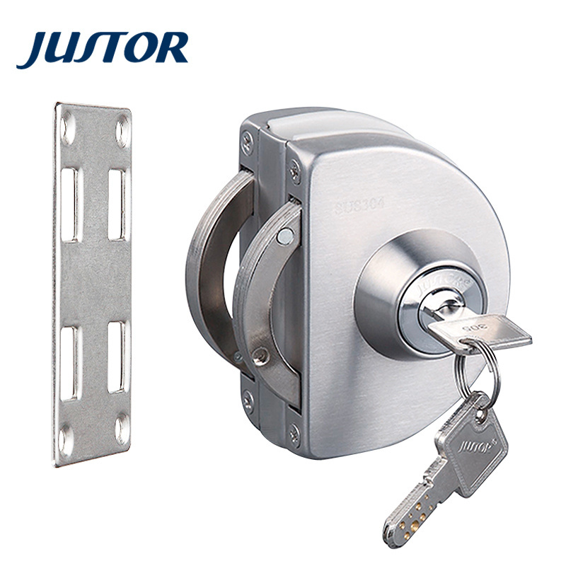 JU-W405 Double Side Glass To Wall SSS/PSS/BLACK/GOLD Different Finish Key To Knob Central Glass Door Lock