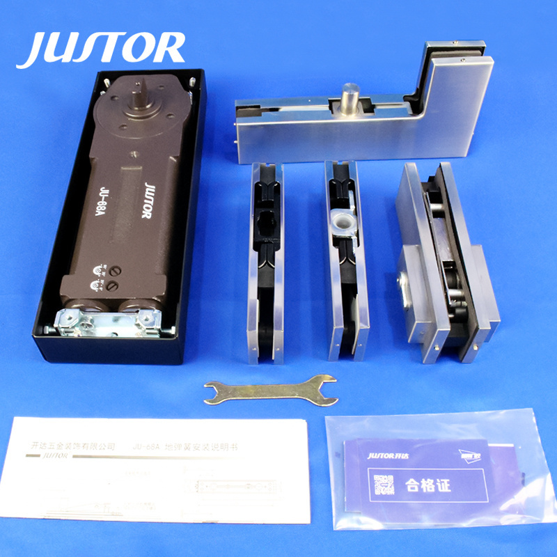 JUSTOR Two Speed Control Tempered Glass Door CE Certificated 120KG Double Action JU-68A Hydraulic Floor Hinge