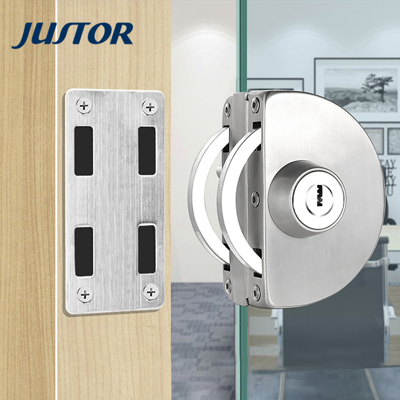 JU-W405 Double Side Glass To Wall SSS/PSS/BLACK/GOLD Different Finish Key To Knob Central Glass Door Lock