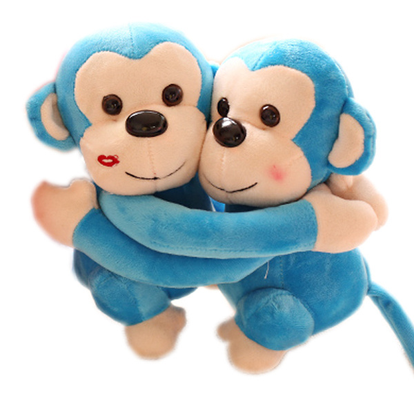 25cm Sitting Embracing Blue Plush Animal Wholesale Stuffed Monkey Toys