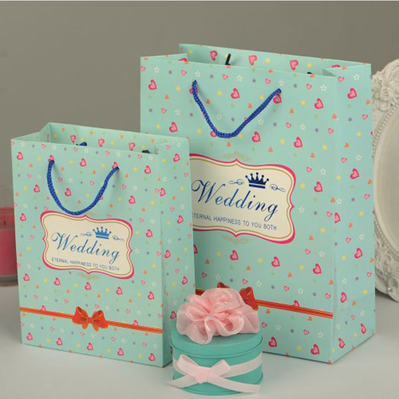 custom printed decorative wedding door gift paper carry bag with handles