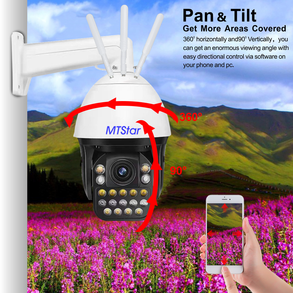 MTstar 2022 HD Vision Wifi CCTV PTZ  Road Camera 8MP Wifi Camera Bulb Lamp PTZ Outdoor Weatherproof Camera