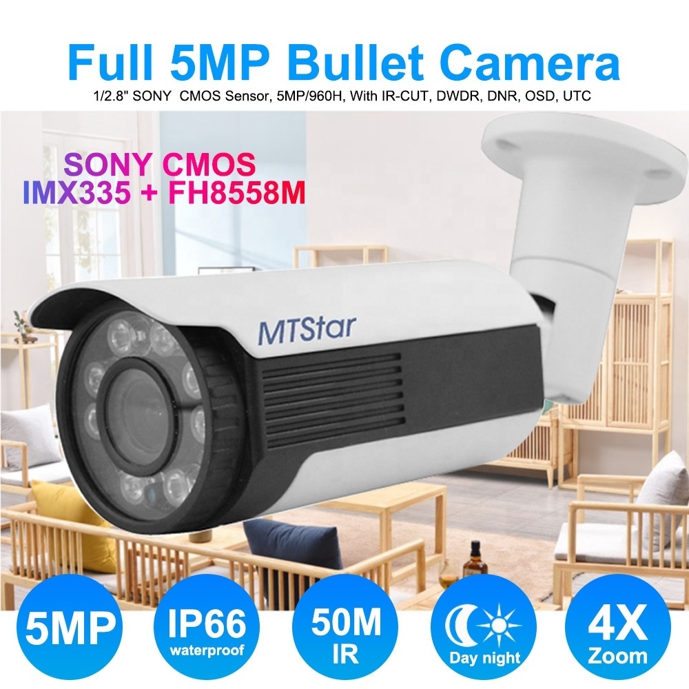 Outdoor Security Camera with Color Night Vision 5MP Sony IMX335 sensor Vari Focal 2.8-12mm best survalience outdoor camera