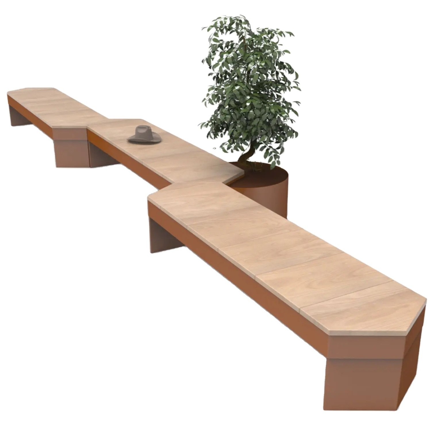 Garden wooden bench irregular rectangle seat park benches for sale