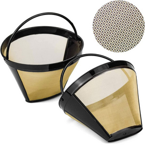 Friendly gold cone shape reusable permanent stainless steel coffee filter