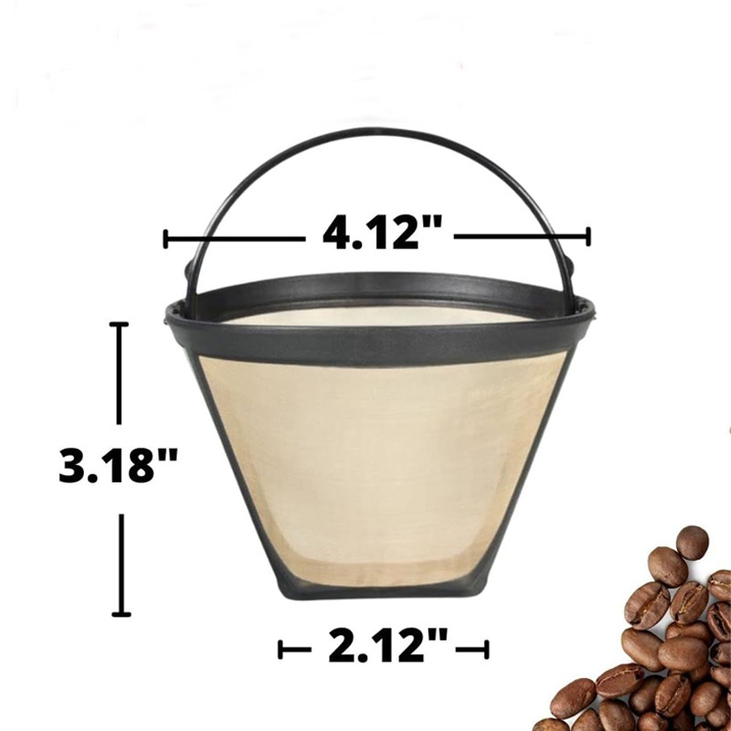 Friendly gold cone shape reusable permanent stainless steel coffee filter