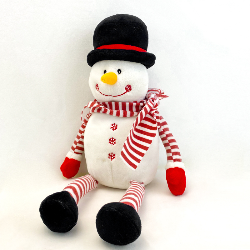 Christmas Snowball Plush Stuffed Animal Snowman plush doll with Hat and Scarf