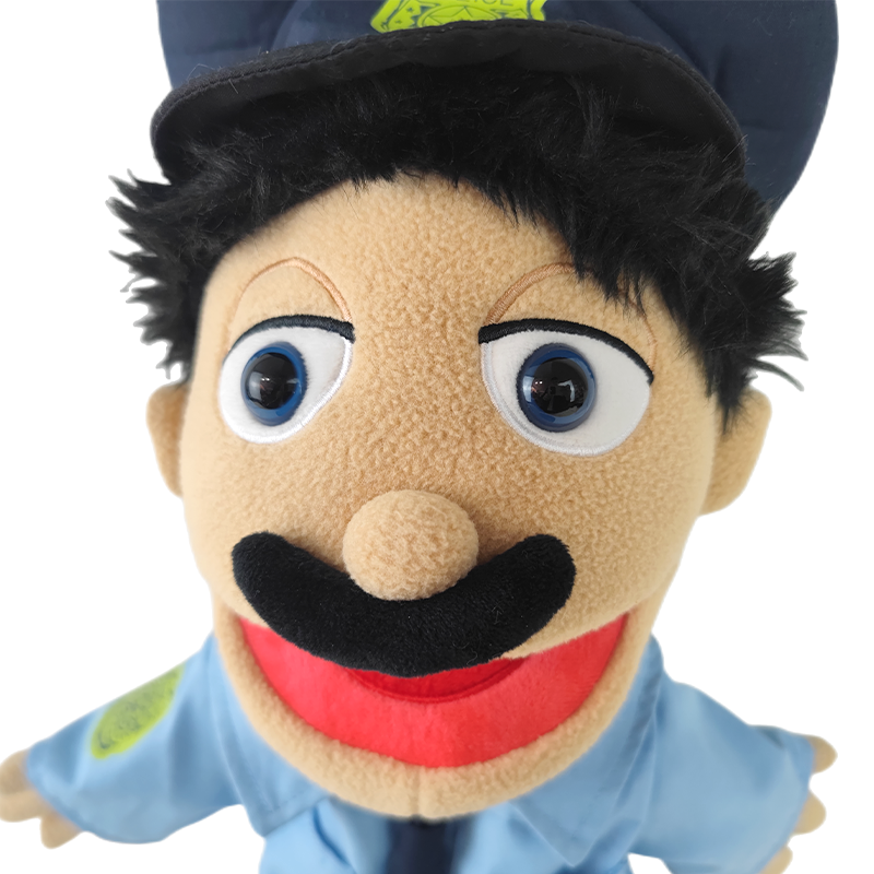 Factory soft fireman/police character hand socks puppet plush baby education hand puppet police puppet