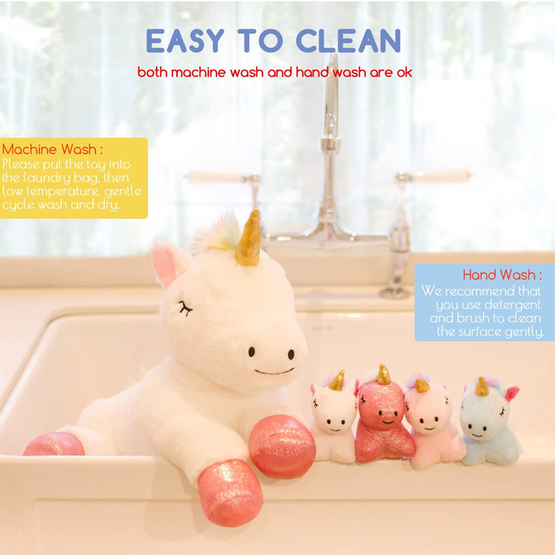 New Soft Comfortable Stuffed Mommy Unicorn With Babies Cute 4 In 1 Cheap Unicorn Stuffed Animals Bulk Unicorn Gift Plush Toy