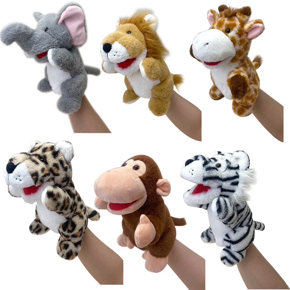 Hand Puppet Set with Working Mouth, Toddler Animal Plush Toy  for Show Theater educational hand puppets