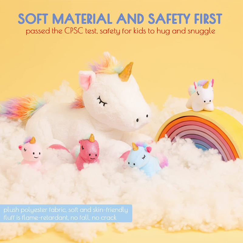 New Soft Comfortable Stuffed Mommy Unicorn With Babies Cute 4 In 1 Cheap Unicorn Stuffed Animals Bulk Unicorn Gift Plush Toy