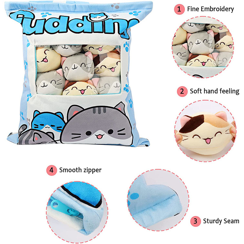 Hot Selling Cute Plush Soft Doll Little Pillows Gift Detachable Cartoon Fill Eight Cute Little Cat Pillows