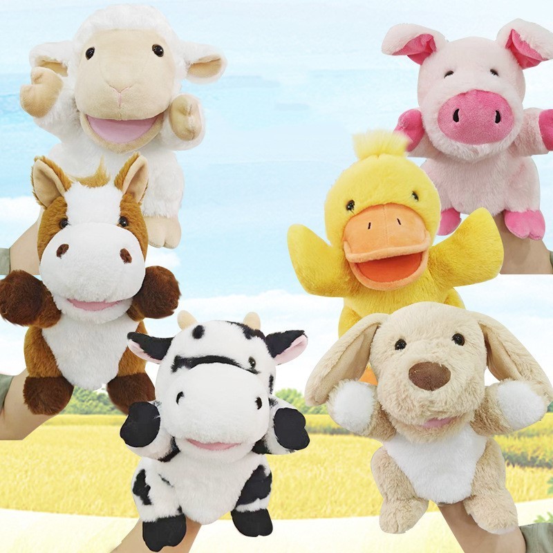 Creative Toys Cute Animal Hand Puppets Plush Toy Pig Dog Duck Plush Hand Doll for Kids