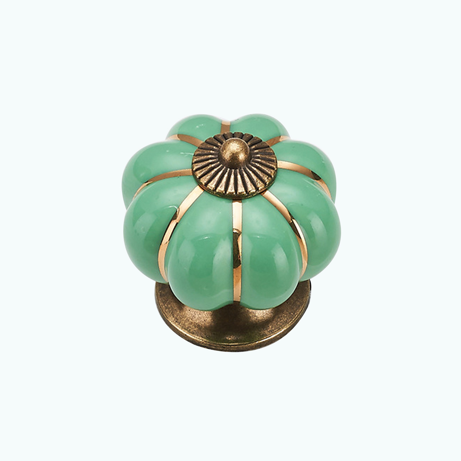 Ceramic Glazed Pumpkin Knobs Classy Vintage Cabinet Door Pull Handle  (Green)