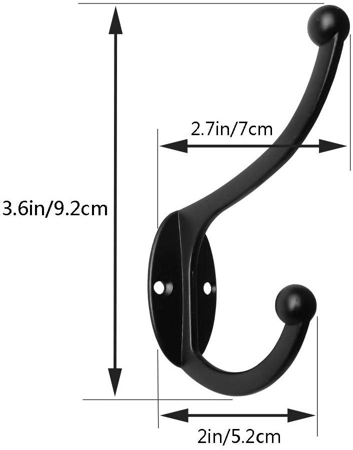 Wall Hooks Coat Hooks Hardware Heavy Duty Hooks for Hanging Coats Double Hooks Wall Mounted with Screws for Key, Towel, Bags