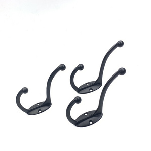 Wall Hooks Coat Hooks Hardware Heavy Duty Hooks for Hanging Coats Double Hooks Wall Mounted with Screws for Key, Towel, Bags