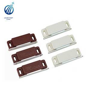 White Plastic Shell Magnetic Cabinet Catch Latch Plate