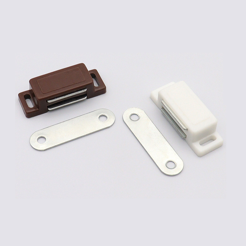 White Plastic Shell Magnetic Cabinet Catch Latch Plate