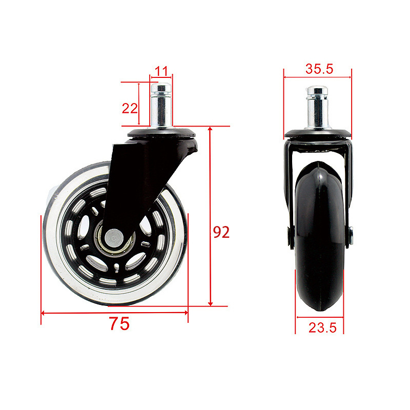 Office Chair Caster Wheels Replacement Rubber Chair Casters for Hardwood Floors and Carpet, Heavy Duty Office Chair Ca