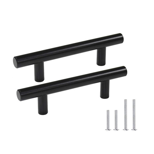 Black Stainless Steel Kitchen Cabinet Door Handles T Bar Drawer Pulls Knobs