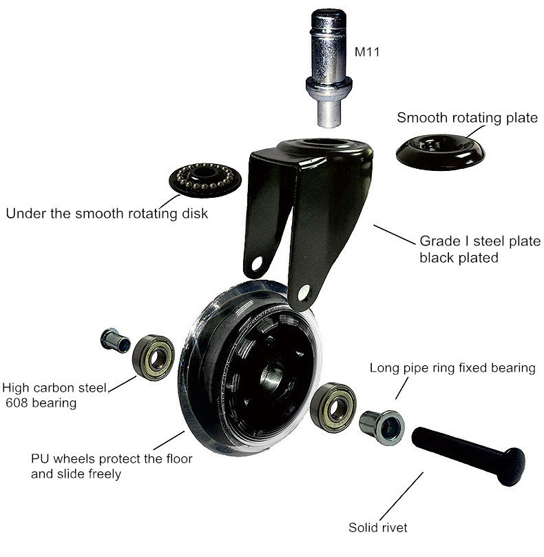 Office Chair Caster Wheels Replacement Black 3