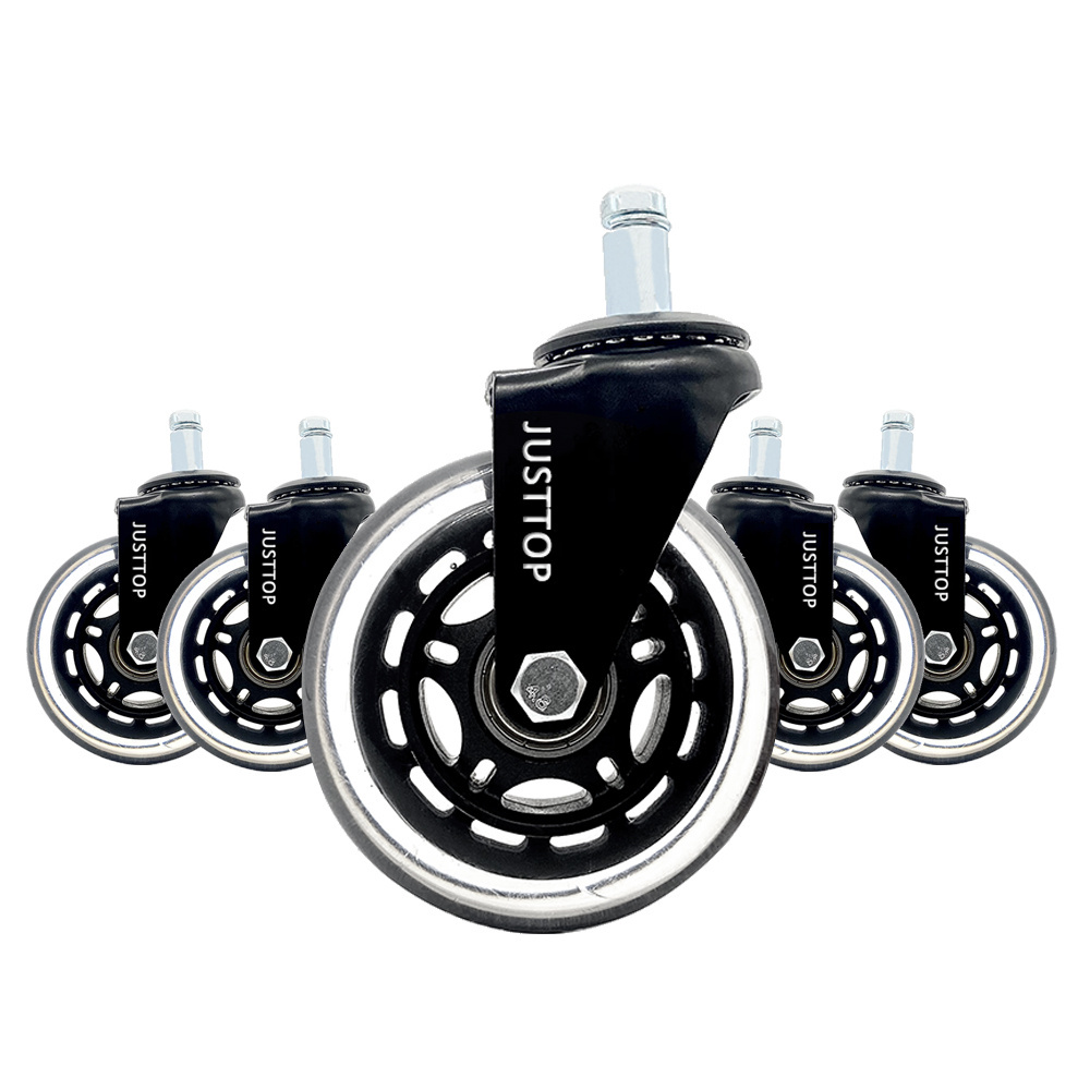 JUSTTOP Office Chair Caster Wheels Set of 5 for Tile, Hardwood Floors and Carpets