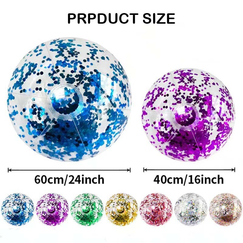 Inflatable Beach Ball Clear Inflatable Toy Ball Photo Props Glitter Beach Ball Sequins Toy Transparent