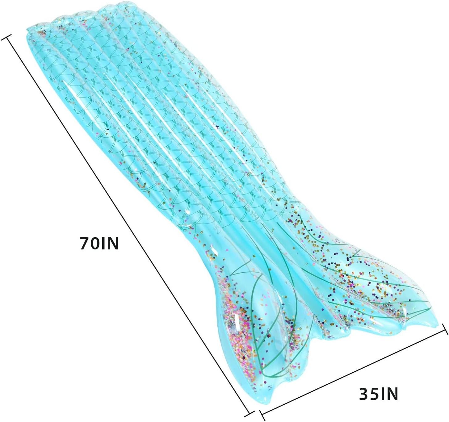 Summer Inflatable Mermaid Tail Pool Float Lounge Chairs Colorful Beach Mattress Party Wave for Kids Adult Indoor Swimming Pool