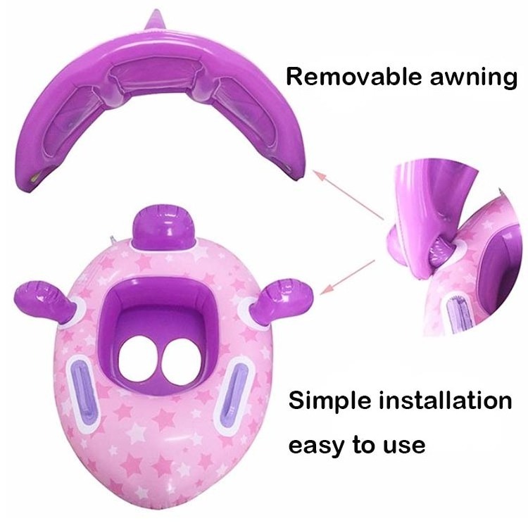 Inflatable Baby Pool Float Swimming Float with Awning Assist Floating Seat Ring PVC Customization Floater for Children JUSTWARE