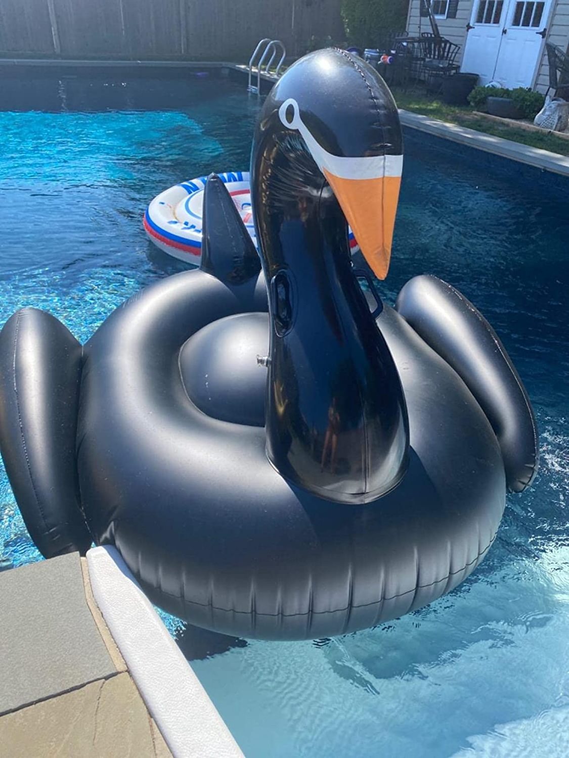 Pool Float Black Swan Inflatable Pool Party Toy Swimming Lounge Float Raft with Multiple Independent Inflating Chambers