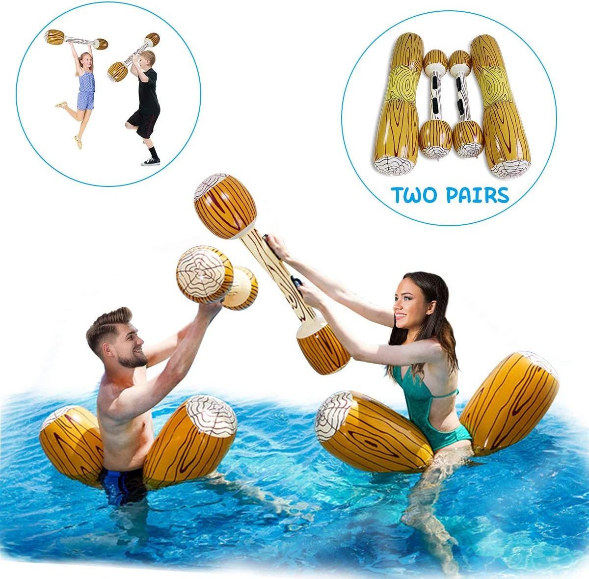 Adult Pool Stick Pontoon Boat Inflatable Wooden for Adults and Children Pool Float Indoor Water Park Equipment 1001 100-500kg <5