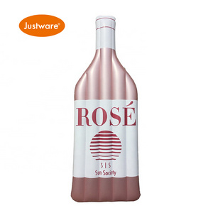 Custom Water Play 60 Inch Inflatable Wine Bottle Shape Pool Float Raft ROSE Wine Bottle Shape Pink Inflatable Pool Float Raft