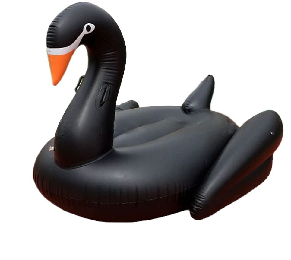 Pool Float Black Swan Inflatable Pool Party Toy Swimming Lounge Float Raft with Multiple Independent Inflating Chambers