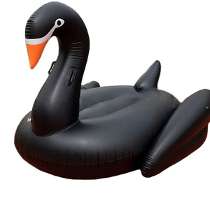 Pool Float Black Swan Inflatable Pool Party Toy Swimming Lounge Float Raft with Multiple Independent Inflating Chambers