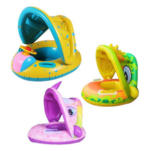 Inflatable Baby Pool Float Swimming Float with Awning Assist Floating Seat Ring PVC Customization Floater for Children JUSTWARE