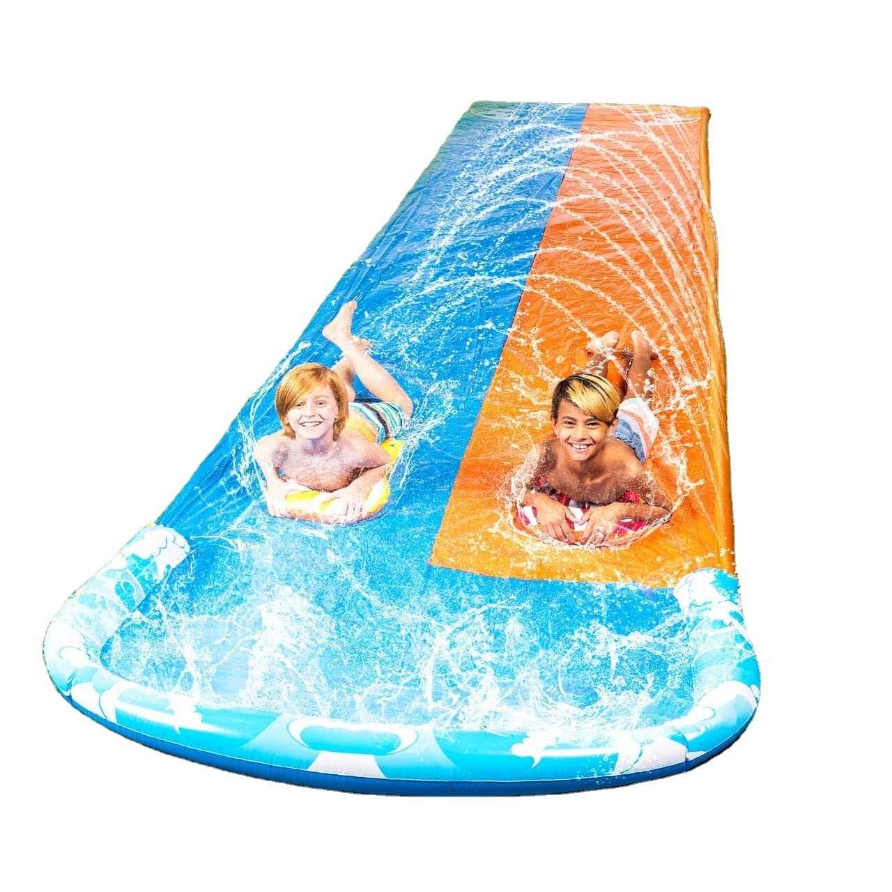 20ft Double Water Slide with 2 Bodyboards, Slip Water N Slide Summer Toy with Build in Sprinkler for Backyard and Outdoor 1000