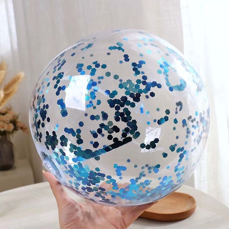 Inflatable Beach Ball Clear Inflatable Toy Ball Photo Props Glitter Beach Ball Sequins Toy Transparent