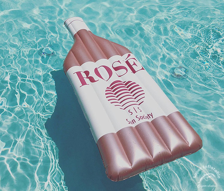 Custom Water Play 60 Inch Inflatable Wine Bottle Shape Pool Float Raft ROSE Wine Bottle Shape Pink Inflatable Pool Float Raft