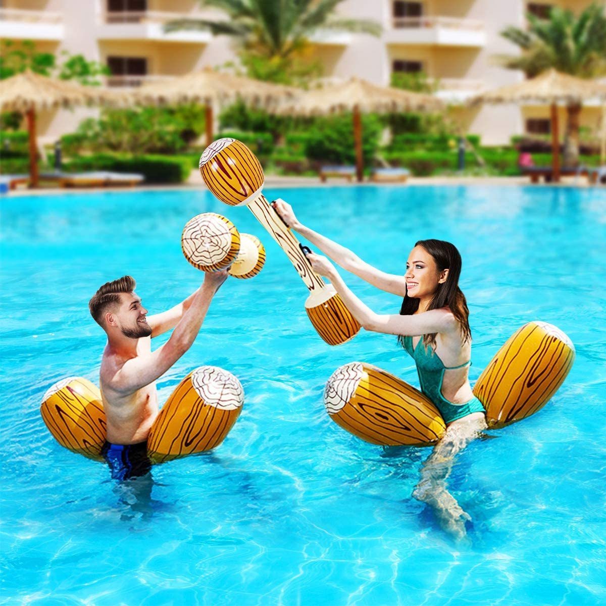 Adult Pool Stick Pontoon Boat Inflatable Wooden for Adults and Children Pool Float Indoor Water Park Equipment 1001 100-500kg <5