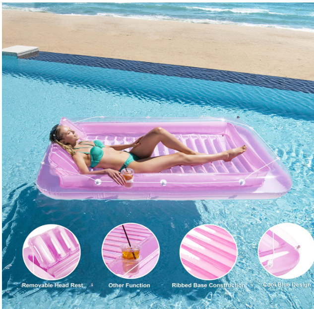 Inflatable Pool Floats Boat for Adults and Kids Blow Up Tanning Pool Raft Tub with Inflatable Pillow for Family Outdoor Garden