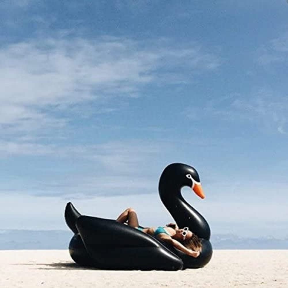 Pool Float Black Swan Inflatable Pool Party Toy Swimming Lounge Float Raft with Multiple Independent Inflating Chambers